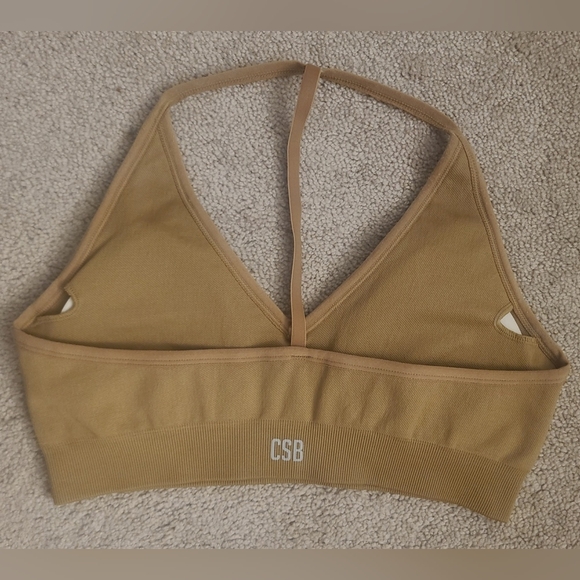 CSB Crop Shop Boutique x Isabelle Mathers Issy Crop Sports Bra in Caramel NWOT - Picture 3 of 3